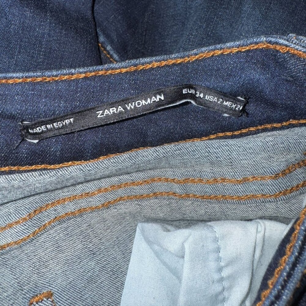 NWT Zara Woman Dark Wash Blue Denim Skinny Jeans Women's 2 - Picture 7 of 7